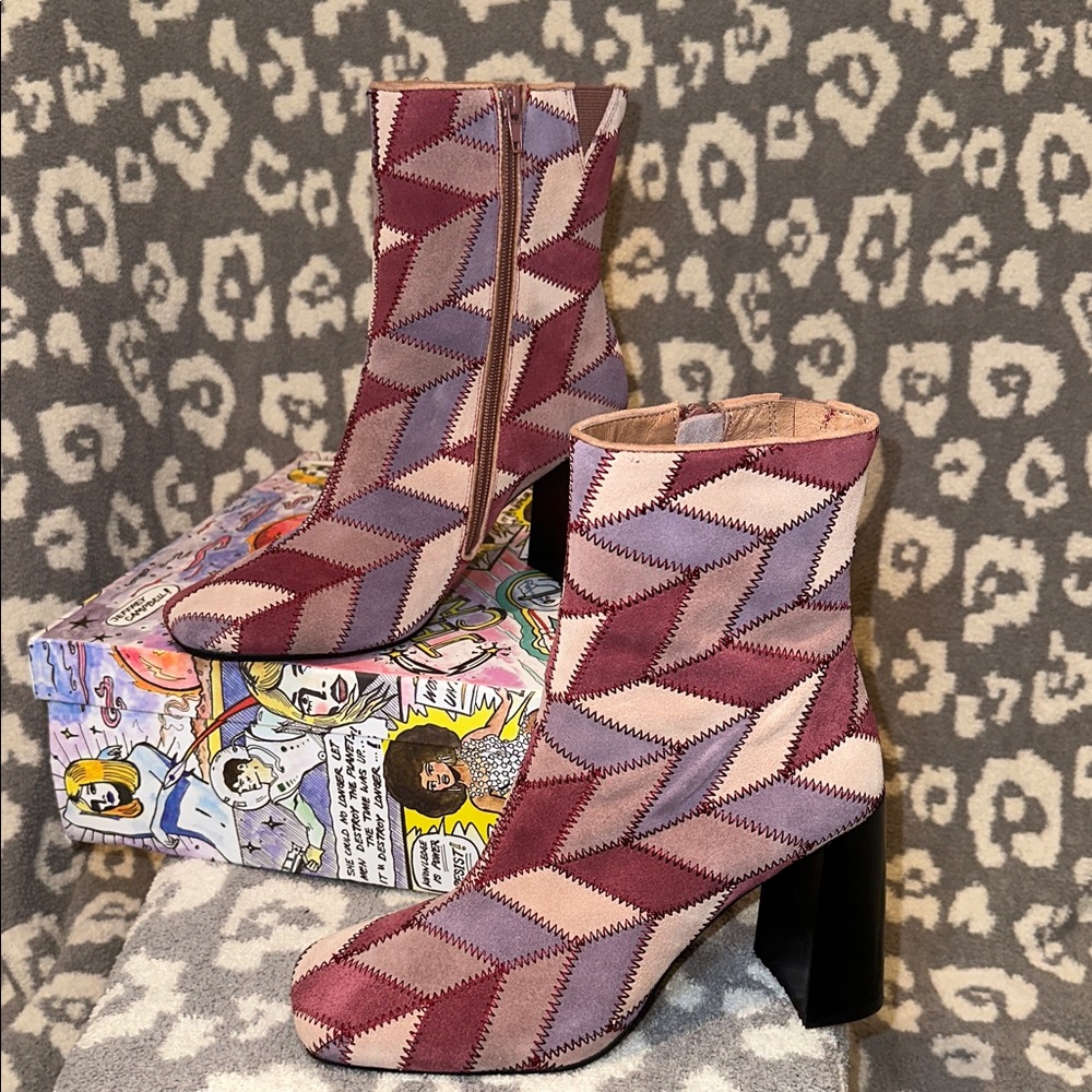 Jeffrey Campbell Verus-PW in Pink Suede Multi ๐ Heeled Booties New & Never Worn - Picture 12 of 17